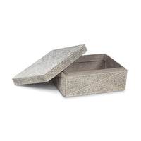 Andres Grey Hair on Hide Box Set, open, revealing a soft grey interior.