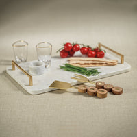 Andria Marble Tray Gold Metal Handles - Tray Detail | Bone & Brass