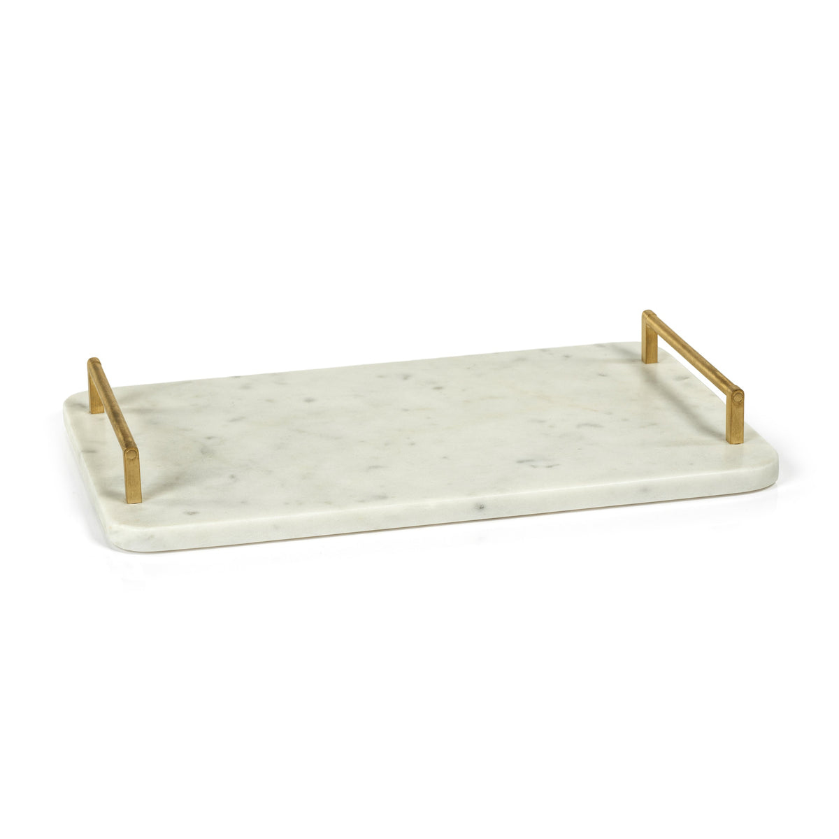 Andria Marble Tray Gold Metal Handles | Bone & Brass