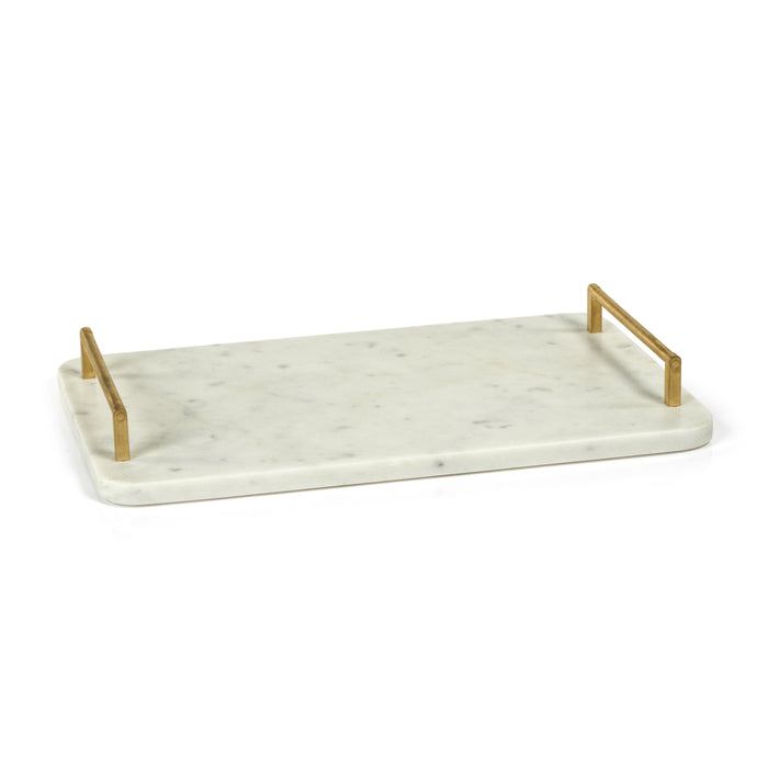 Andria Marble Tray Gold Metal Handles | Bone & Brass