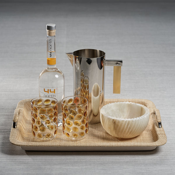 Annecy Raffia and Chambray Serving Tray - Tray Detail | Bone & Brass