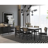 Annex Natural Rattan & Black Wood Dining Chair - Chair Side View | Bone & Brass