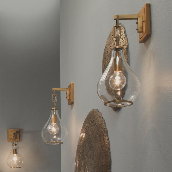 Antique Brass Tear Drop Hanging Wall Sconce - Sconce Detail | Bone & Brass