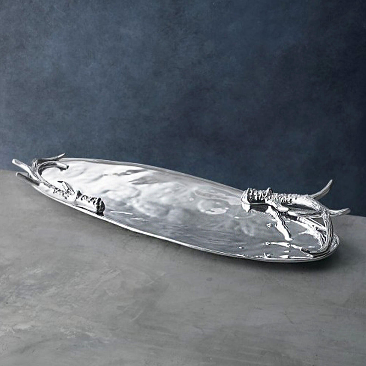 Antler Aluminum Extra Large Oval Serving Tray - Tray Top View | Bone & Brass