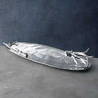 Antler Aluminum Extra Large Oval Serving Tray - Tray Top View | Bone & Brass