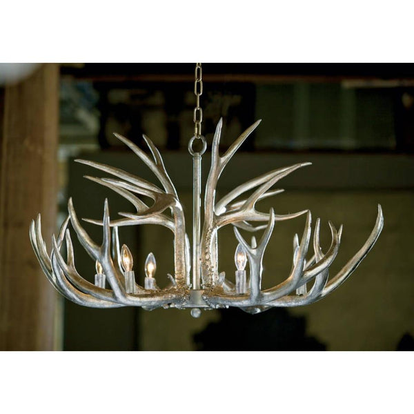 Ambered Silver Leaf Faux Antler Chandelier - Chandelier Detail | Bone & Brass
