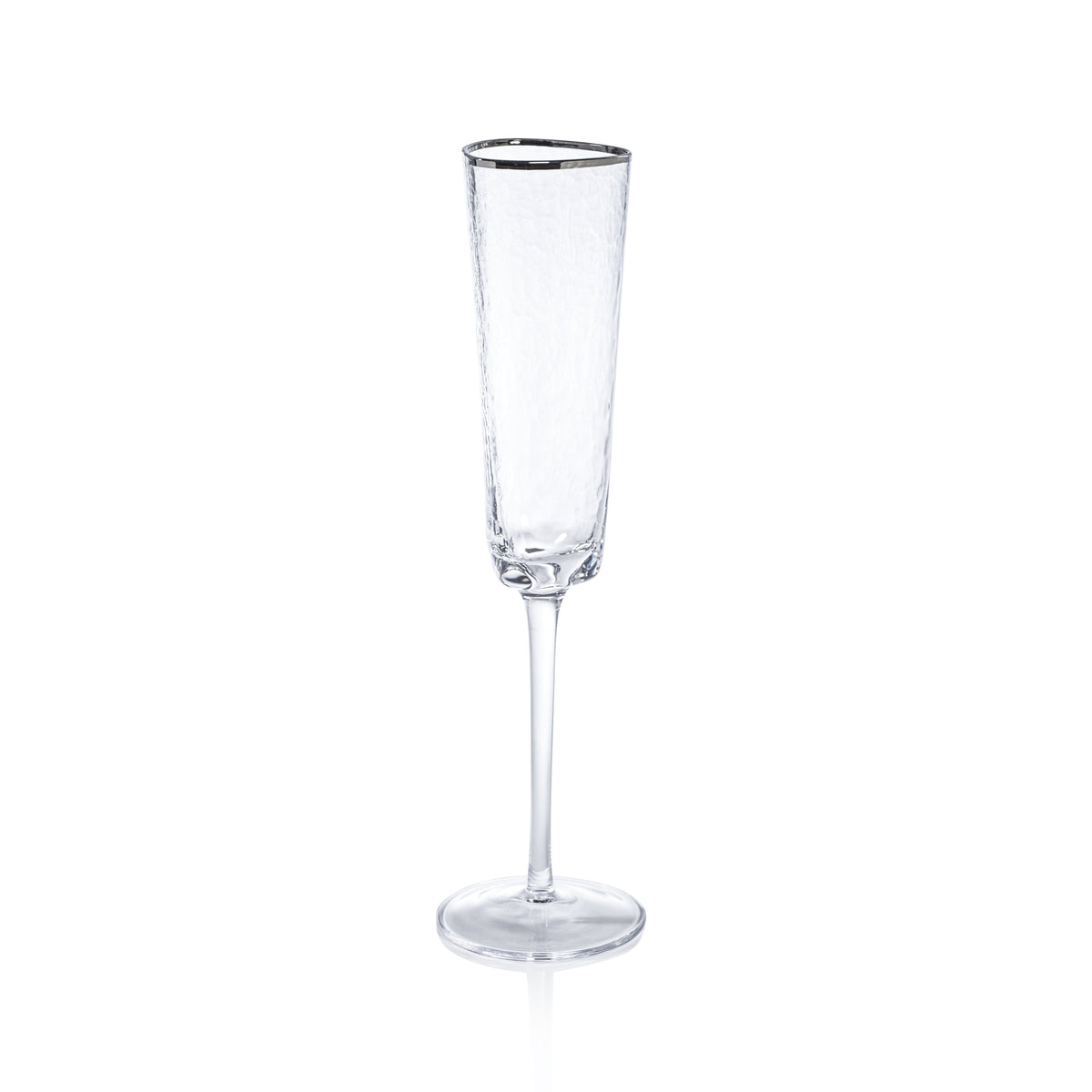 Apertivo Triangular Champagne Flutes Platinum Rim, Set 4 | Bone & Brass