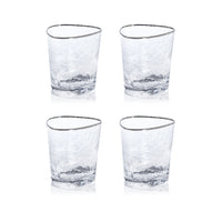 Apertivo Triangular Double Old Fashioned Glasses Platinum Rim, Set 4 - Glass Close Up | Bone & Brass