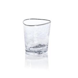 Apertivo Triangular Double Old Fashioned Glasses Platinum Rim, Set 4 | Bone & Brass