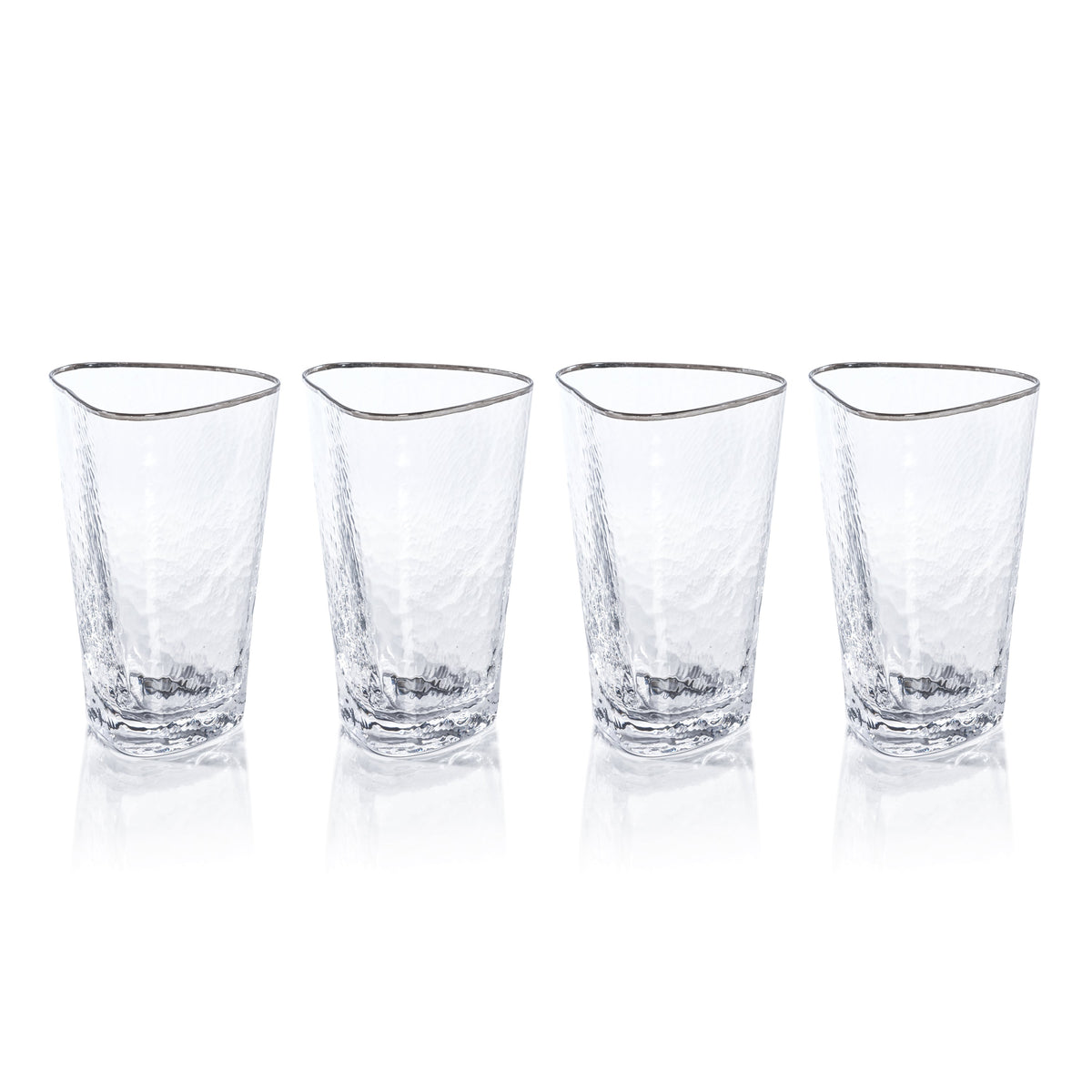 Apertivo Triangular Highball Glasses Platinum Rim, Set 4 - Glass View | Bone & Brass