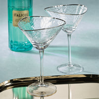 Apertivo Triangular Martini Glasses Platinum Rim, Set 4 - Glass Detail | Bone & Brass