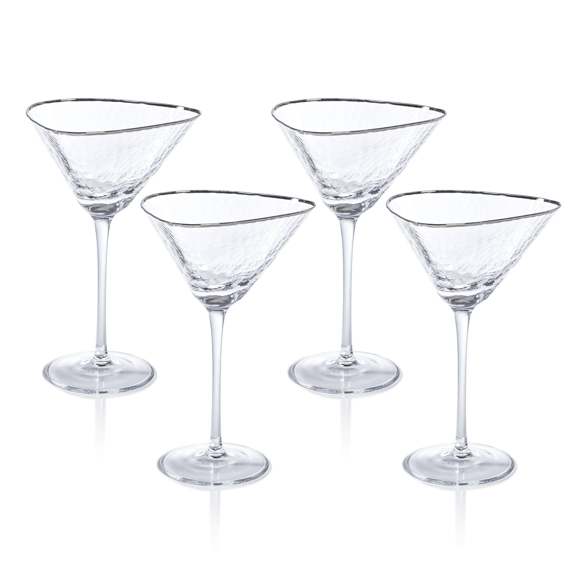 Apertivo Triangular Martini Glasses Platinum Rim, Set 4 - Glass View | Bone & Brass
