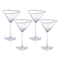 Apertivo Triangular Martini Glasses Platinum Rim, Set 4 - Glass View | Bone & Brass