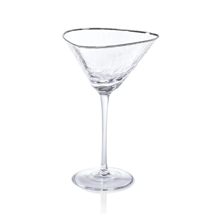 Apertivo Triangular Martini Glasses Platinum Rim, Set 4 | Bone & Brass