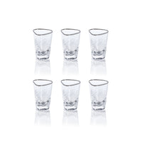 Apertivo Triangular Shot Glasses Platinum Rim, Set 6 - Glass View | Bone & Brass