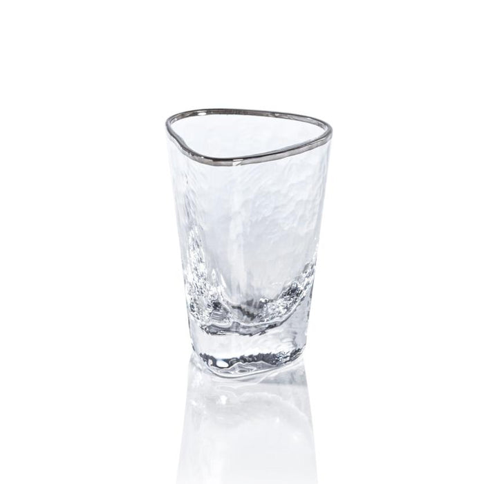 Apertivo Triangular Shot Glasses Platinum Rim, Set 6 | Bone & Brass