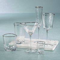 Apertivo Triangular Wine Glasses Platinum Rim, Set 4 - Glass Stem Detail | Bone & Brass