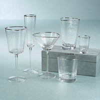 Apertivo Triangular Wine Glasses Platinum Rim, Set 4 - Glass Bowl Detail | Bone & Brass