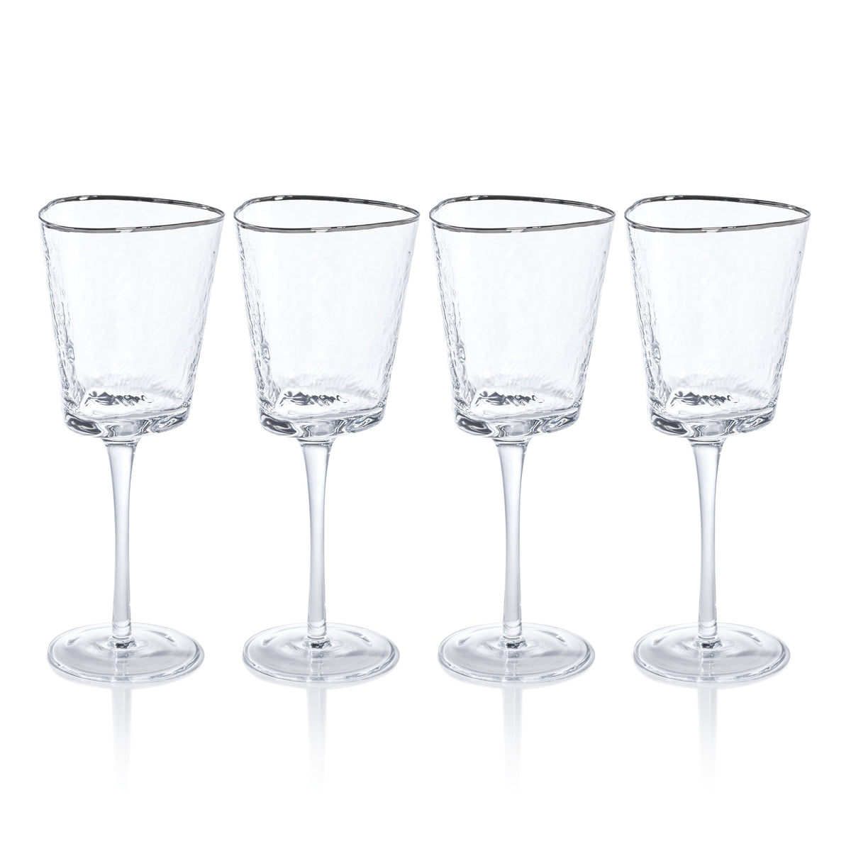 Apertivo Triangular Wine Glasses Platinum Rim, Set 4 - Glass View | Bone & Brass