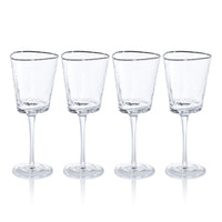 Apertivo Triangular Wine Glasses Platinum Rim, Set 4 - Glass View | Bone & Brass