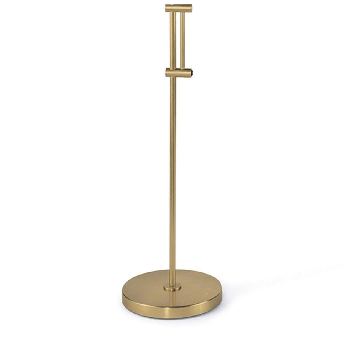 Modern metallic gold floor lamp base with a round stand.