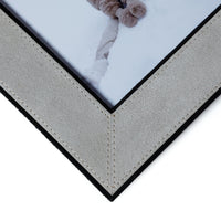 Arden Gray & Black Suede Leather Photo Frame, 5x7 - Frame Corner Detail | Bone & Brass