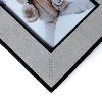 Arden Gray Suede Leather Photo Frame, 4x6 - Frame Corner Detail | Bone & Brass