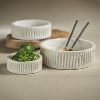 Arezzo Carved White Marble Serving Bowl - Bowl Top View | Bone & Brass