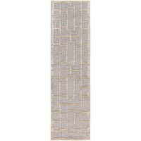 Arise Gray & Beige Hand Tufted Wool Rug with modern geometric pattern.