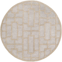 Round Arise Gray & Beige Hand Tufted Wool Rug with modern geometric pattern.
