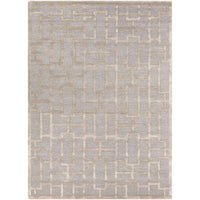 Arise Gray & Beige Hand Tufted Wool Rug with a modern geometric pattern.