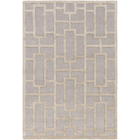 Arise Gray & Beige Hand Tufted Wool Rug with a modern geometric pattern.