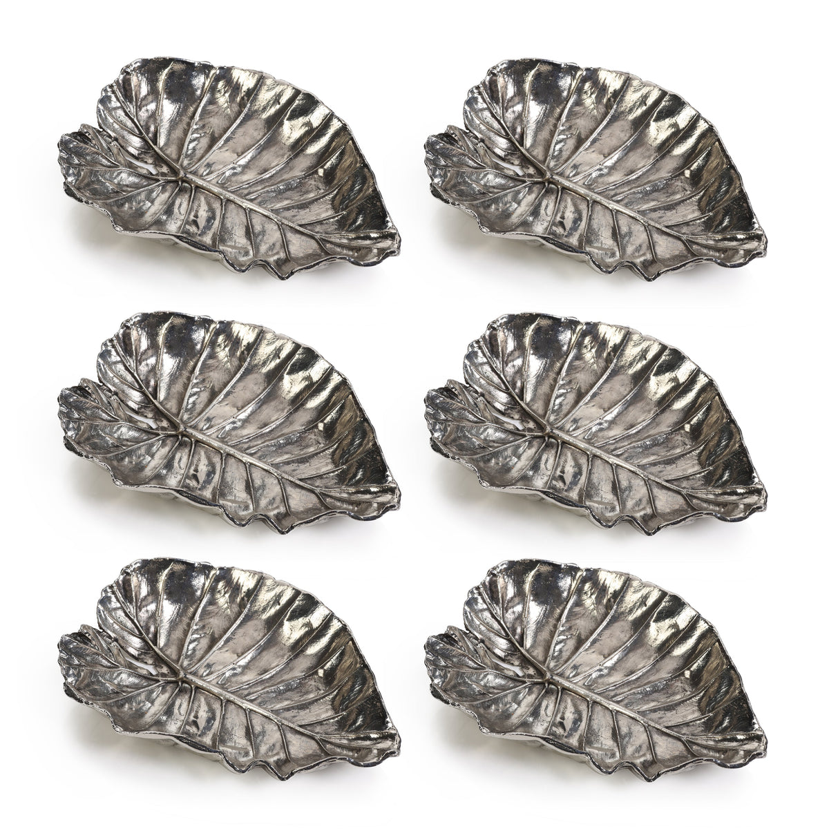 Arlo Quaking Leaf Antique Pewter Trays, Set 6 - Tray Top View | Bone & Brass