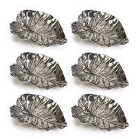 Arlo Quaking Leaf Antique Pewter Trays, Set 6 - Tray Top View | Bone & Brass