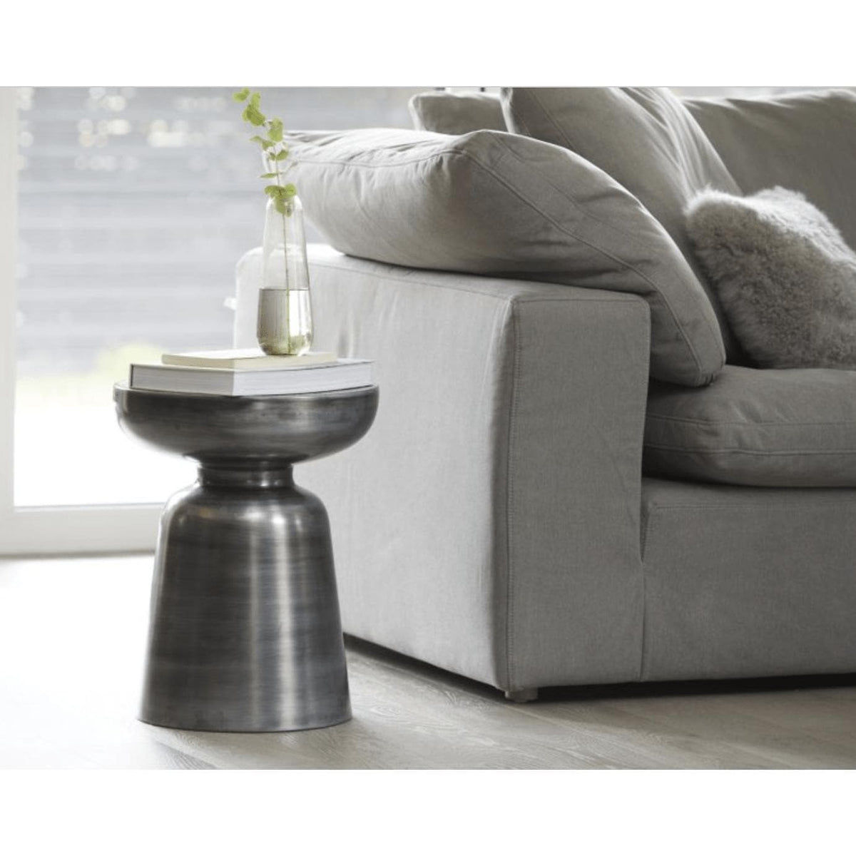 Arthur Antique Zinc Accent Table - Table Side View | Bone & Brass