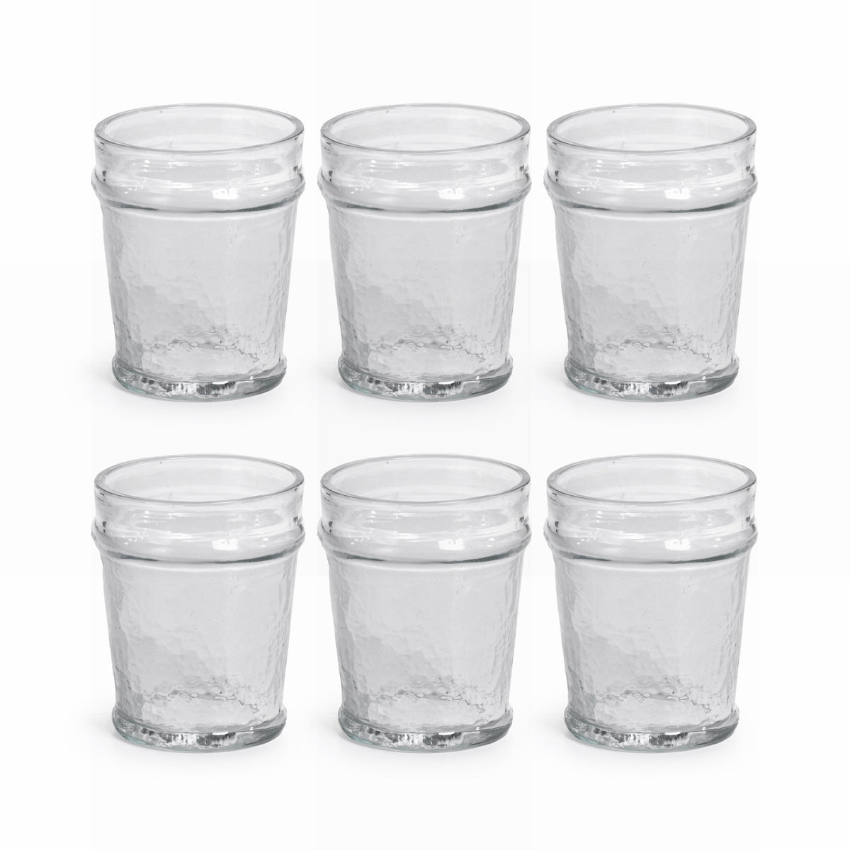 Artisan Hammered Double Old Fashioned Glasses, Set 6 - Glass Close Up | Bone & Brass