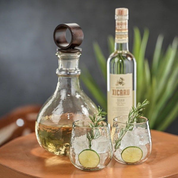 Artisan Hammered Glass Decanter w/ Iron Top - Decanter Detail | Bone & Brass