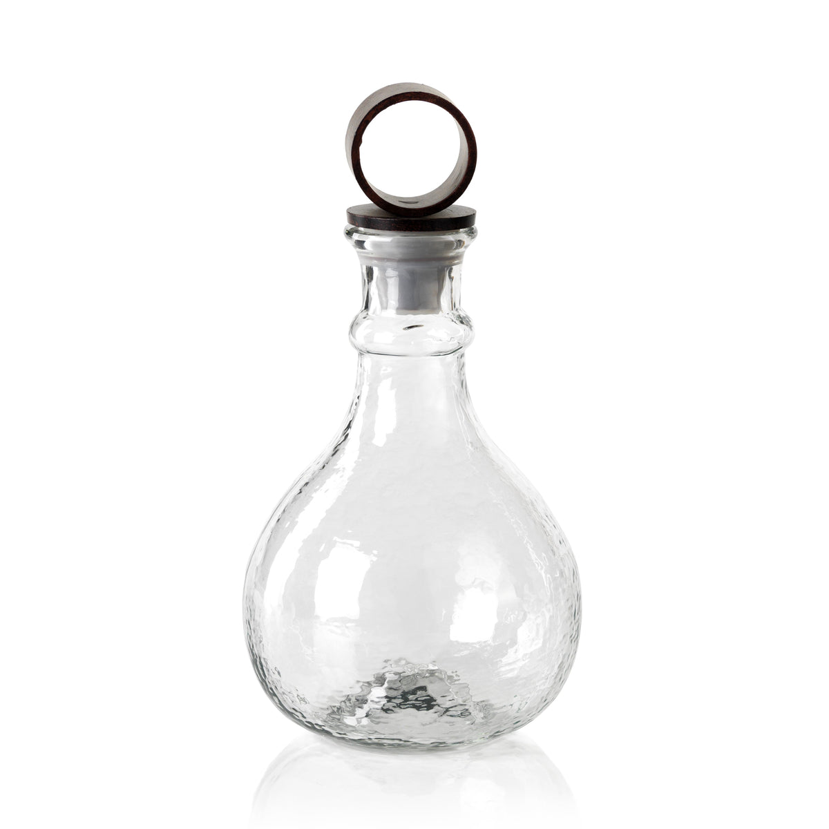 Artisan Hammered Glass Decanter w/ Iron Top - Decanter Side View | Bone & Brass