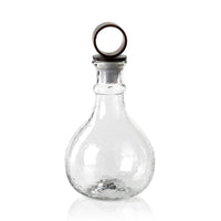 Artisan Hammered Glass Decanter w/ Iron Top - Decanter Side View | Bone & Brass