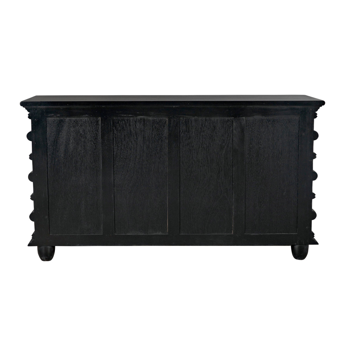 Back view of Ascona 6-drawer chest in hand rubbed black mahogany with classic design.
