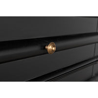 Ascona 6-drawer chest in hand-rubbed black mahogany with antique brass hardware.