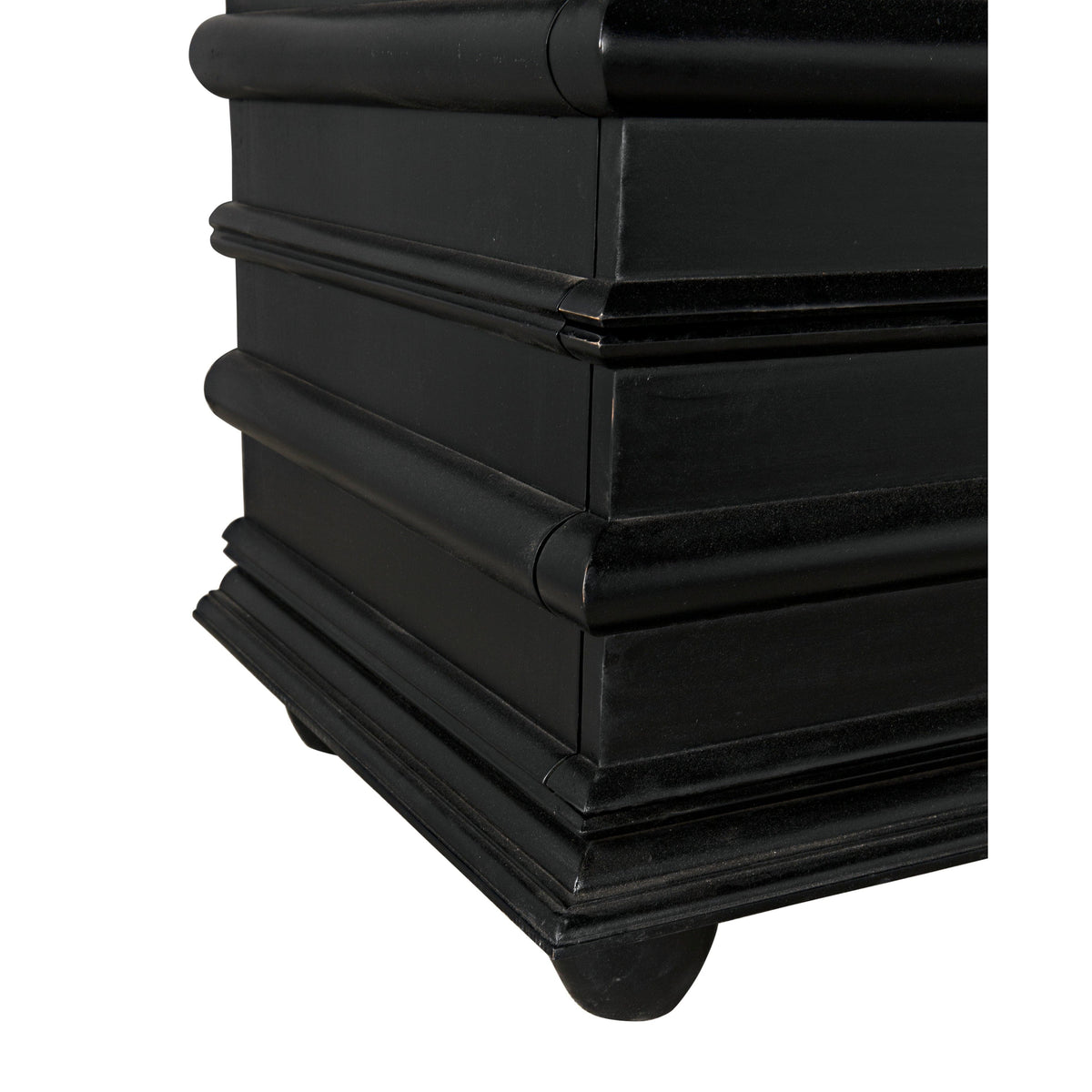 Hand-rubbed black mahogany Ascona 6-drawer chest with classic design and coordinating hardware.