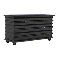 Ascona 6-drawer chest in hand-rubbed black mahogany with coordinating hardware.