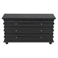 Ascona 6-drawer chest in hand-rubbed black mahogany with brass hardware.