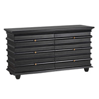 Hand-rubbed black mahogany Ascona 6-drawer chest with classic design and coordinating hardware.