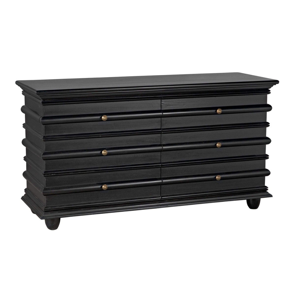 Hand-rubbed black mahogany Ascona 6-drawer chest with classic design and coordinating hardware.