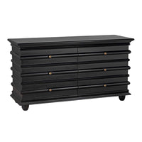 Hand-rubbed black mahogany Ascona 6-drawer chest with classic design and coordinating hardware.