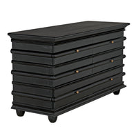 Hand-rubbed black mahogany Ascona 6-drawer chest with classic design and coordinating hardware.