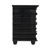 Side view of Ascona 6-drawer chest in hand-rubbed black mahogany with coordinating hardware.