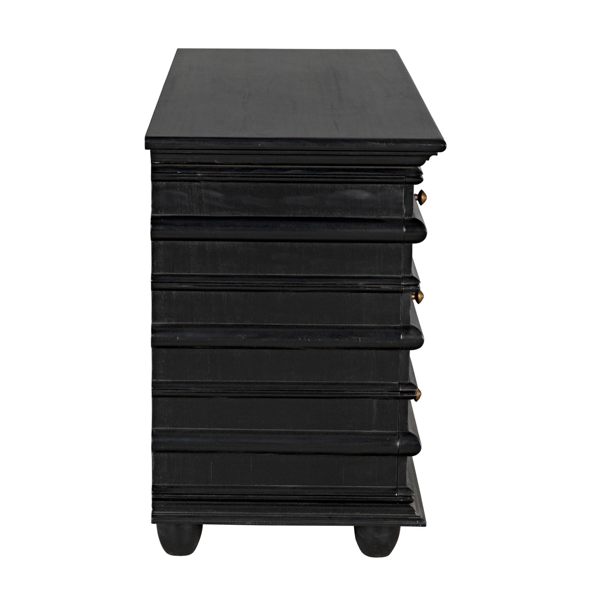 Ascona 6-drawer chest in hand-rubbed black mahogany with coordinating hardware.